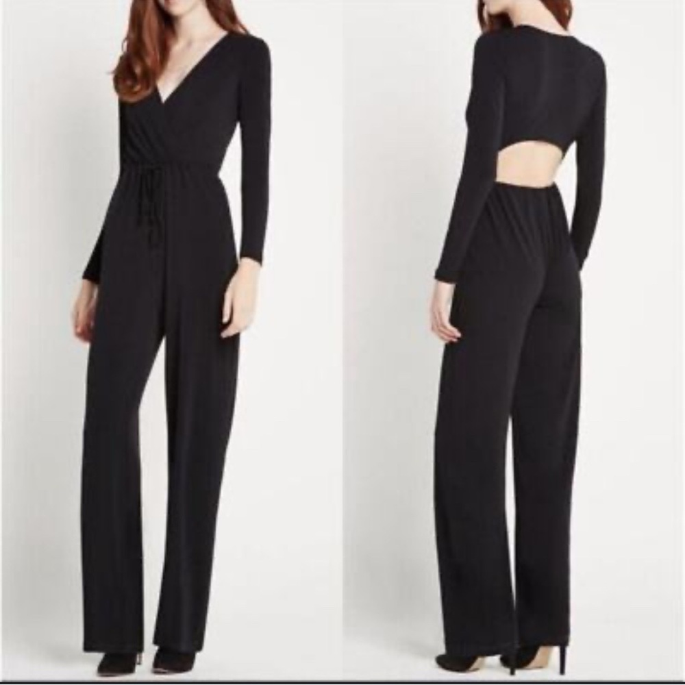 BCBGENERATION Black Cutout Back Wide-Leg Jumpsuit